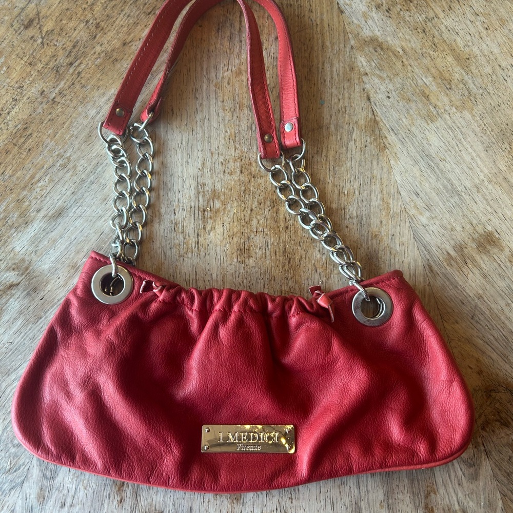 Red Leather Chain Strap Bag